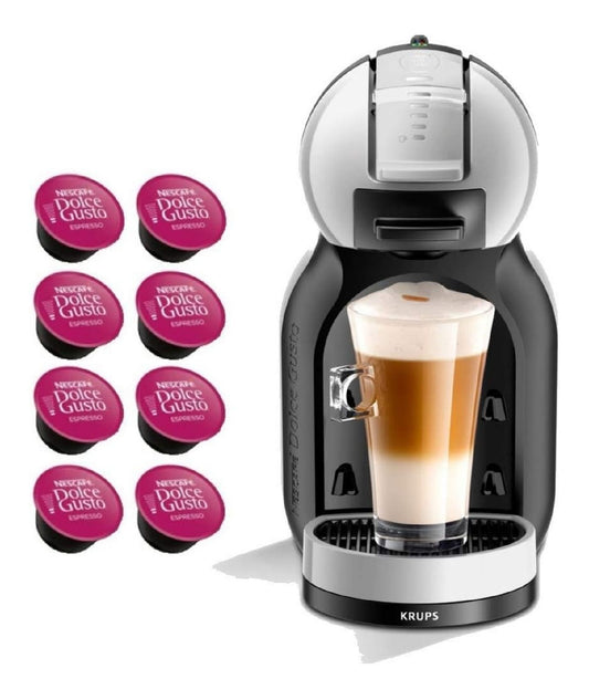 Machine Capsule Auto 15 Bars 0.8L 35 Boissons Arret 5min Mini Me Grise + 8 Capsules