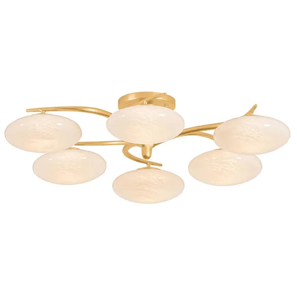 Bayberry 6 Light Semi Flush, Vintage Gold Leaf