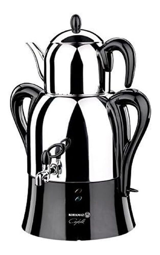 Samovar chrome 2200 W theiere 1,2 L bouilloire 3 L inox 18/10